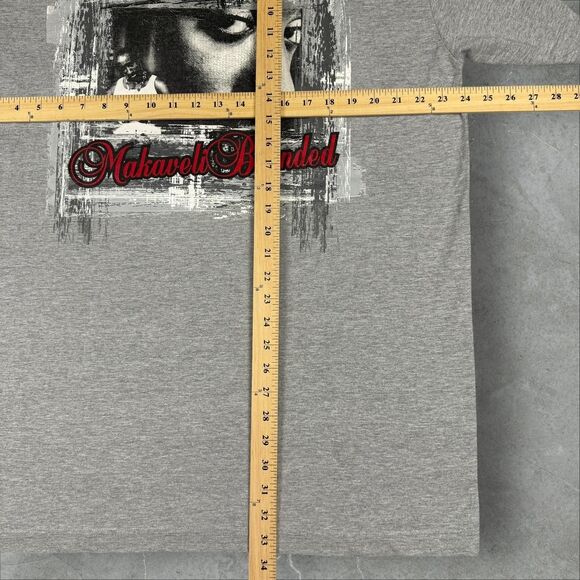 Vintage 2Pac Makaveli Branded Tee Shirt Nose Ring Thug Life Y2K Diamond Chain XL - Picture 5 of 7